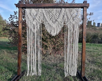 Black, White Macrame Wedding Backdrop/ Rustic Wedding Decor/ Hanging/ Extra Large Macrame/ Wedding Arch/ Macrame Curtain/ Ceremony Backdrop