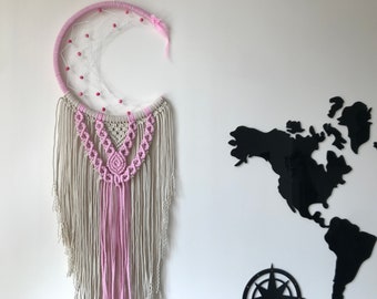 Macrame Crescent Moon/ Dream Catcher/ Moon Macrame Wall Hanging/ Wall Hanging Dream Catcher/ Boho Dream Catcher/ Decor