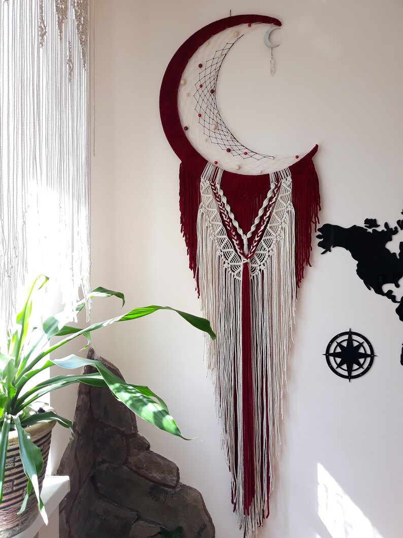 XL Macrame Crescent Moon/ Moon Macrame Wall Hanging/ Etsy