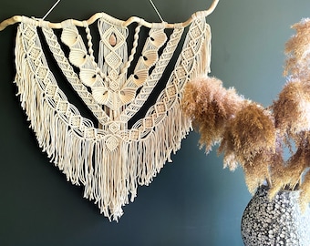 Large Macrame Wall Hanging+Rhinestone / Macrame Wall Decor/ Woven Wall Hanging/ Wall Knot/ Tapestry/ Wall Hanging/ Boho Wall Hanging