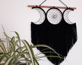 Triple Moon Goddess Dream Catcher Set/ Moon phases dreamcatcher/ Wall Hanging/ Triple Moon wall hanging/  Nursery wall decor