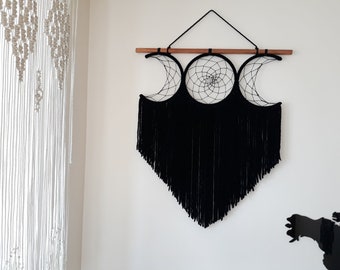 Triple Moon Goddess Dream Catcher Set/ Moon phases dreamcatcher/ Wall Hanging/ Triple Moon wall hanging/  Nursery wall decor