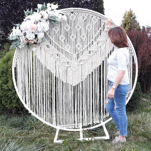 Wedding Macrame/ Wedding Backdrop/ Macrame for Round Arch/ Macrame Decor/ Ceremony Backdrop/Rustic Wedding Decor