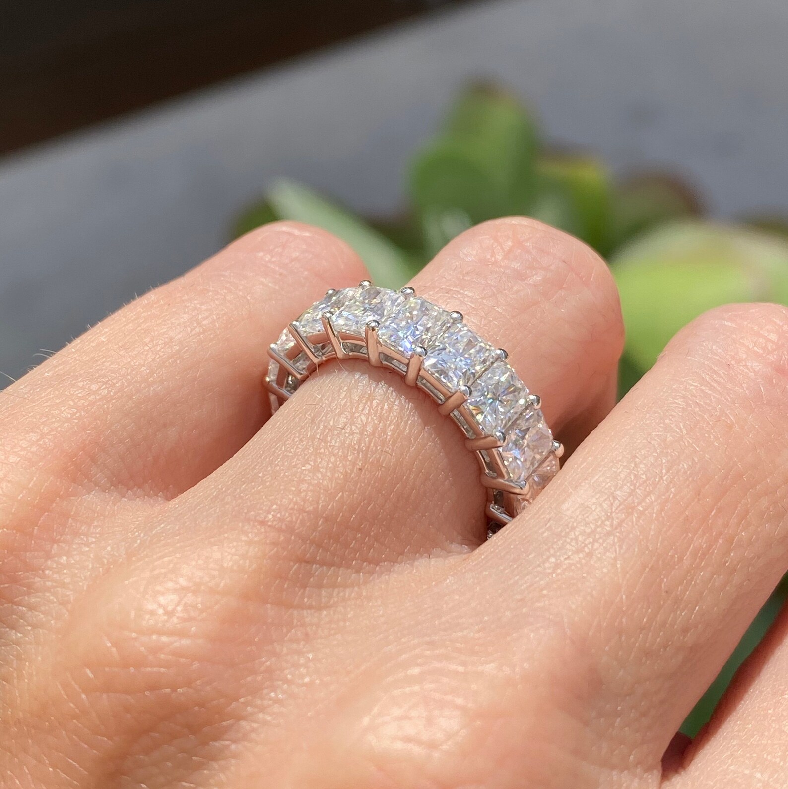 14k Hope Radiant Moissanite Eternity Band Etsy