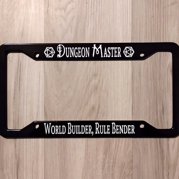 D&D License Plate Frame, Dungeons and Dragons License Plate Frame, DnD License Plate Cover Dungeon Master World Builder Rule Bender