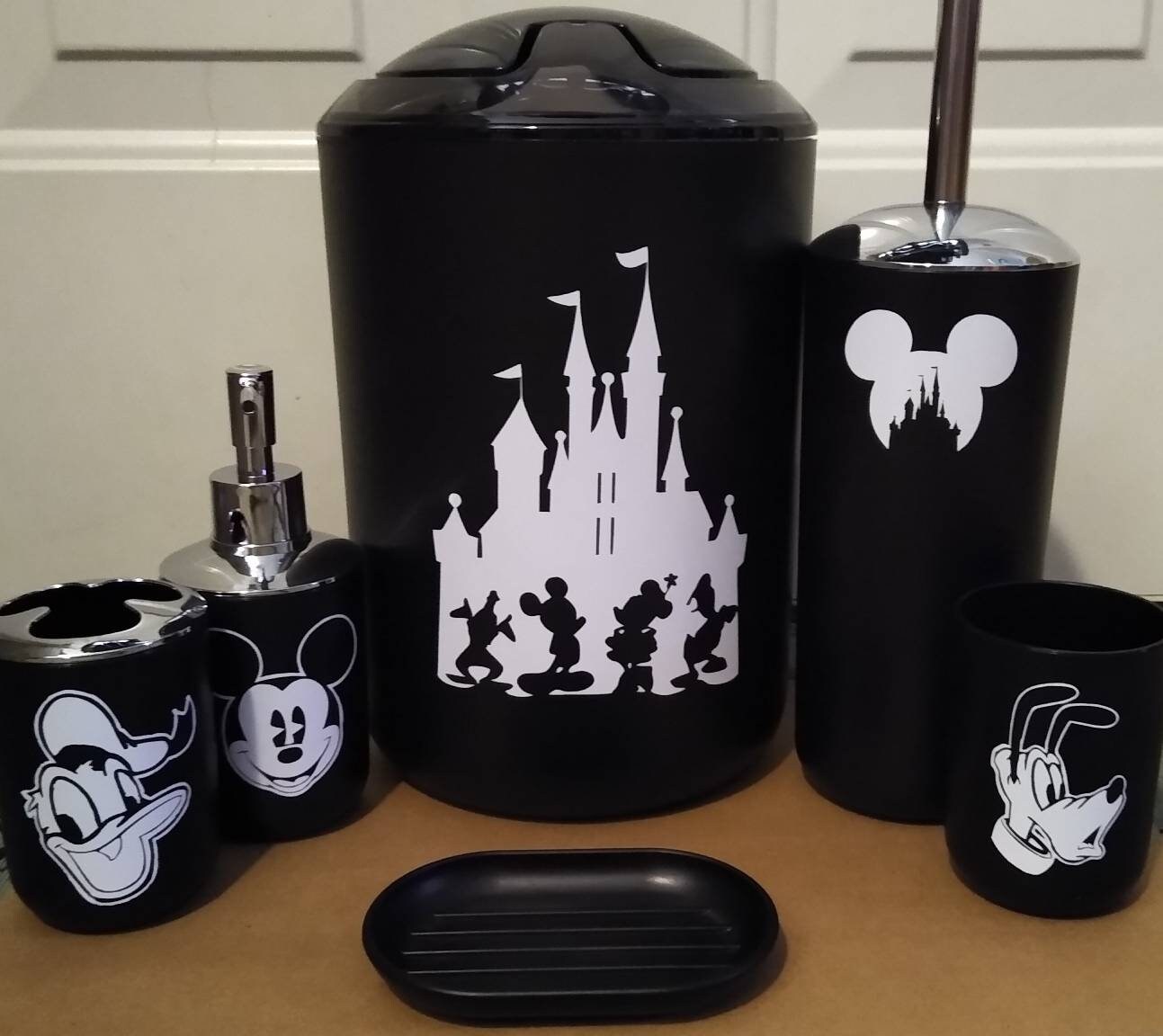 Classic Disney 6Piece Plastic Bathroom Accessory Set Mickey Etsy