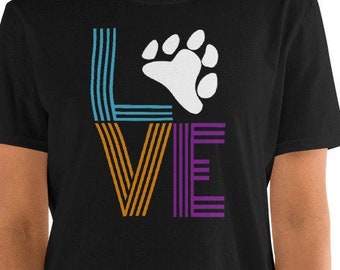 Retro Paw Print LOVE Shirt: Dog Mom Tee