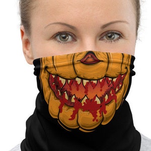 Scary Pumpkin mask, neck gaiter, Halloween costume, easy costume, adult costume.