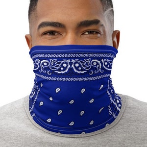 Blue Bandana Neck Gaiter: Tube Scarf Face Shield