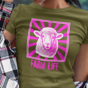 Vintage Farm Life Tee: Retro Sheep Sun Ray Shirt