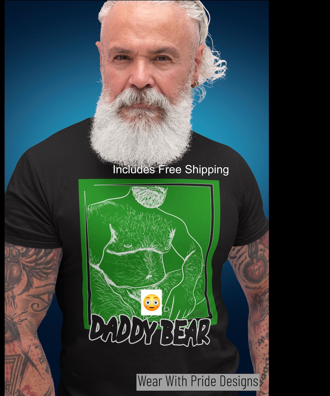 Daddy Bear Shirt in a Bold Color, Pop Art Style. Original Homoerotic