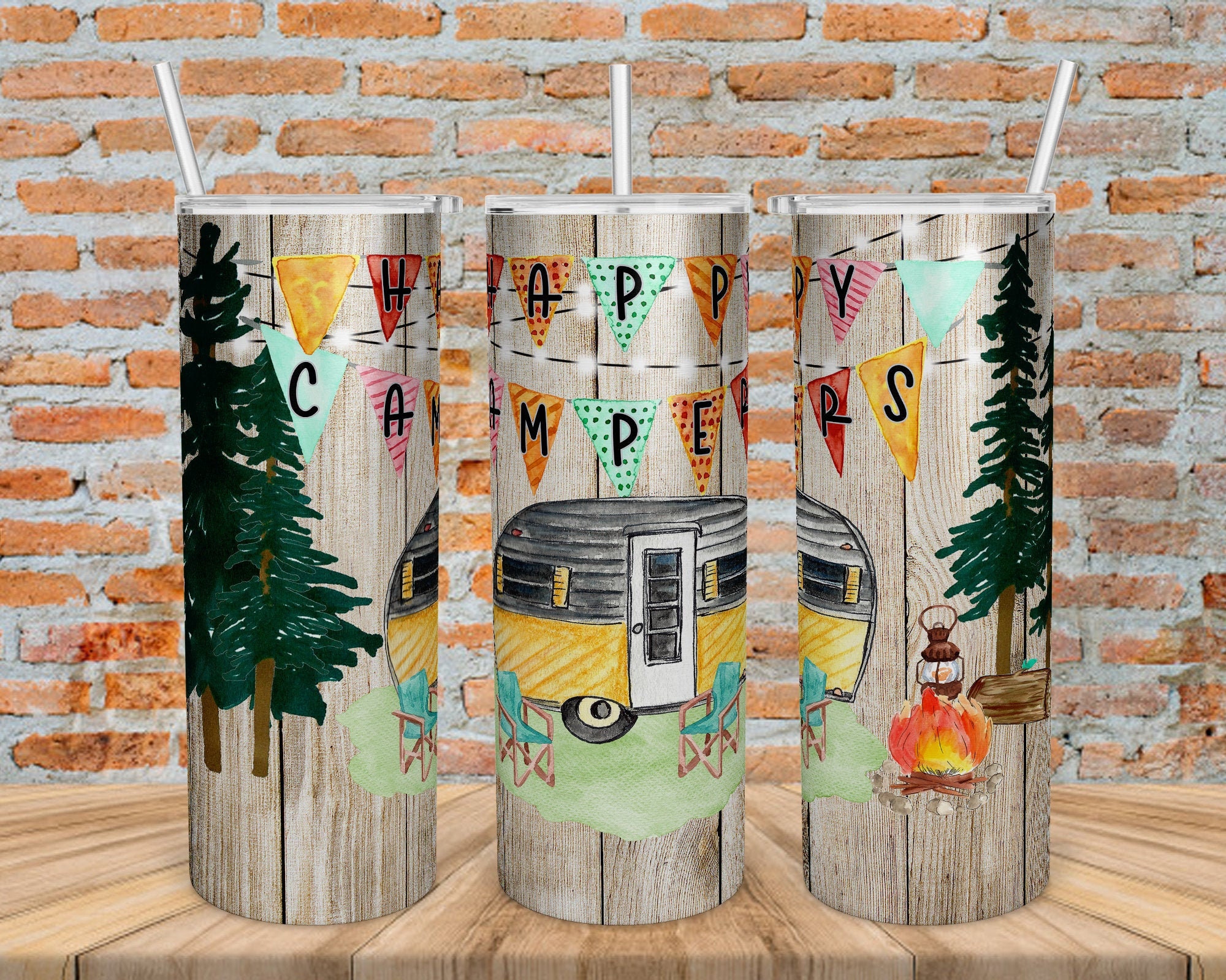 Camping tumbler RV tumbler 20 oz insulated tumbler happy Etsy