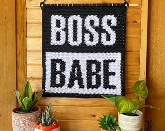 Boss Babe Wall Hanging - Tapestry Crochet Pattern - PDF