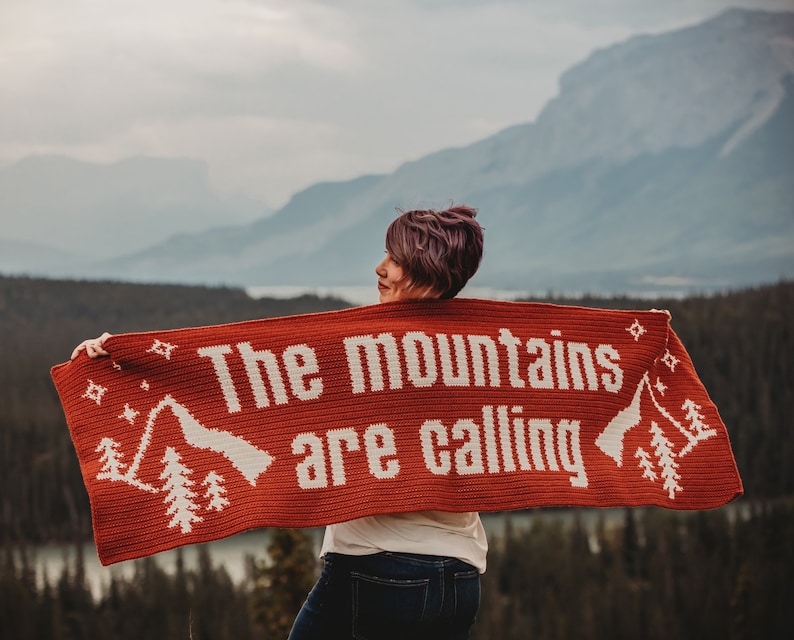 Mountains Are Calling Tapestry Crochet Wrap PDF PATTERN image 1