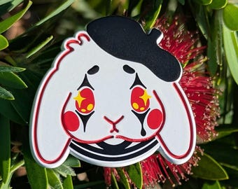 Merkzettel Die Mime | Kaninchen MIME Clown Soft gefärbt Emaille