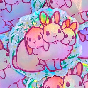 Noble Cerberus Bunny Holographic Pastel Sticker