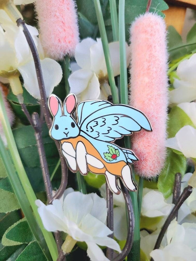 Skvader Rabbit Mythical Skvader Bluebird Bunny Pin - Etsy