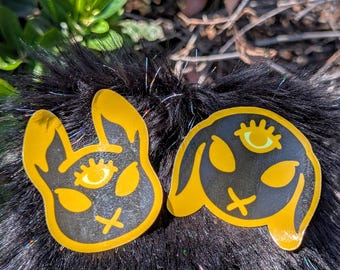 Creepy Bunny Sticker Pair – Glow in the Dark Vinyl