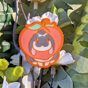 Peach Fruit Bunny Enamel Pin