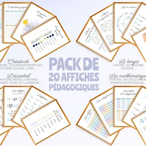 Pack de 20 posters pédagogiques en français, affiches éducatives enfant, éducation école Montessori, garderie, nounou, astem, maternelle