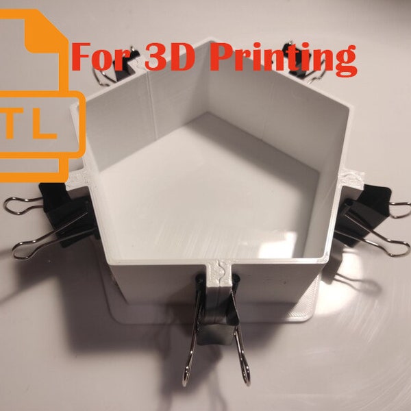 STL 5 wall Pentagon Mold Housing for Resin and Silicone Assemble by binder clips(Digital download)License info in description