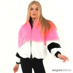 Pink Fur Coat, Fluffy Fur Shaggy Coat, Party Coat, Short Fur Coat, Festival Jacket, Rave Outfits, Fuzzy Faux Fur Coat, Burning Man Coat