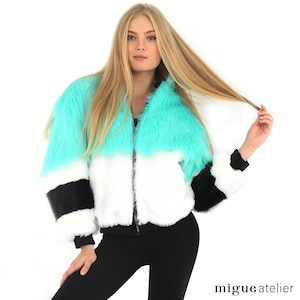 Mint Fur Coat, Fluffy Fur Shaggy Coat, Party Coat, Short Fur Coat, Festival Jacket, Rave Outfits, Fuzzy Faux Fur Coat, Burning Man Coat