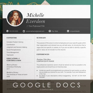 Resume Template Google Docs, CV Template Google Docs, Resume Template with photo Google Docs, CV Template, Creative Resume template