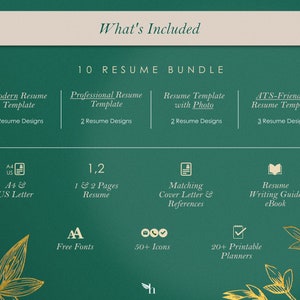 10 Resume Template Bundle, Simple CV Resume Template Word, Minimalist ...