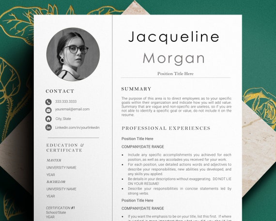 Minimalist Resume Template and Cover Letter Template, Manager Resume Template, CV Template with Planners, Resume Template Instant Download