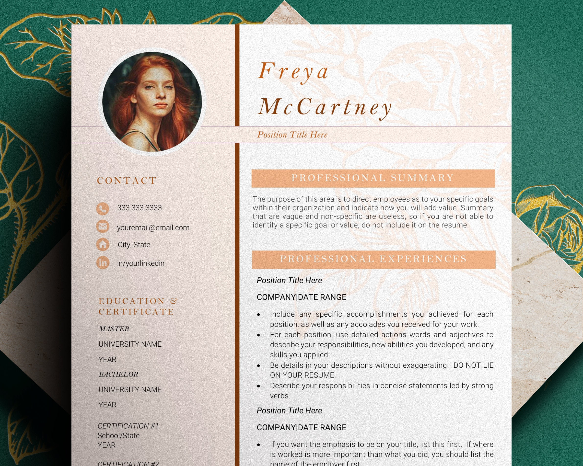 Creative Resume Template Cv Template for Word Professional - Etsy