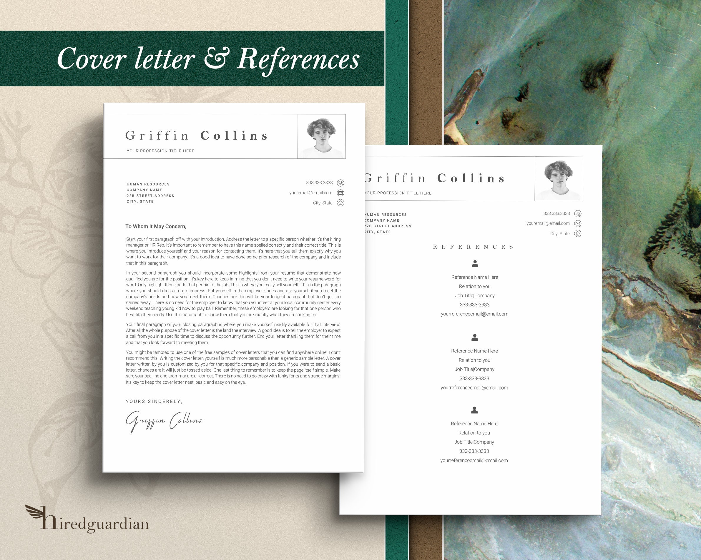 CV Resume Template With Photo Resume CV Template Word CV - Etsy