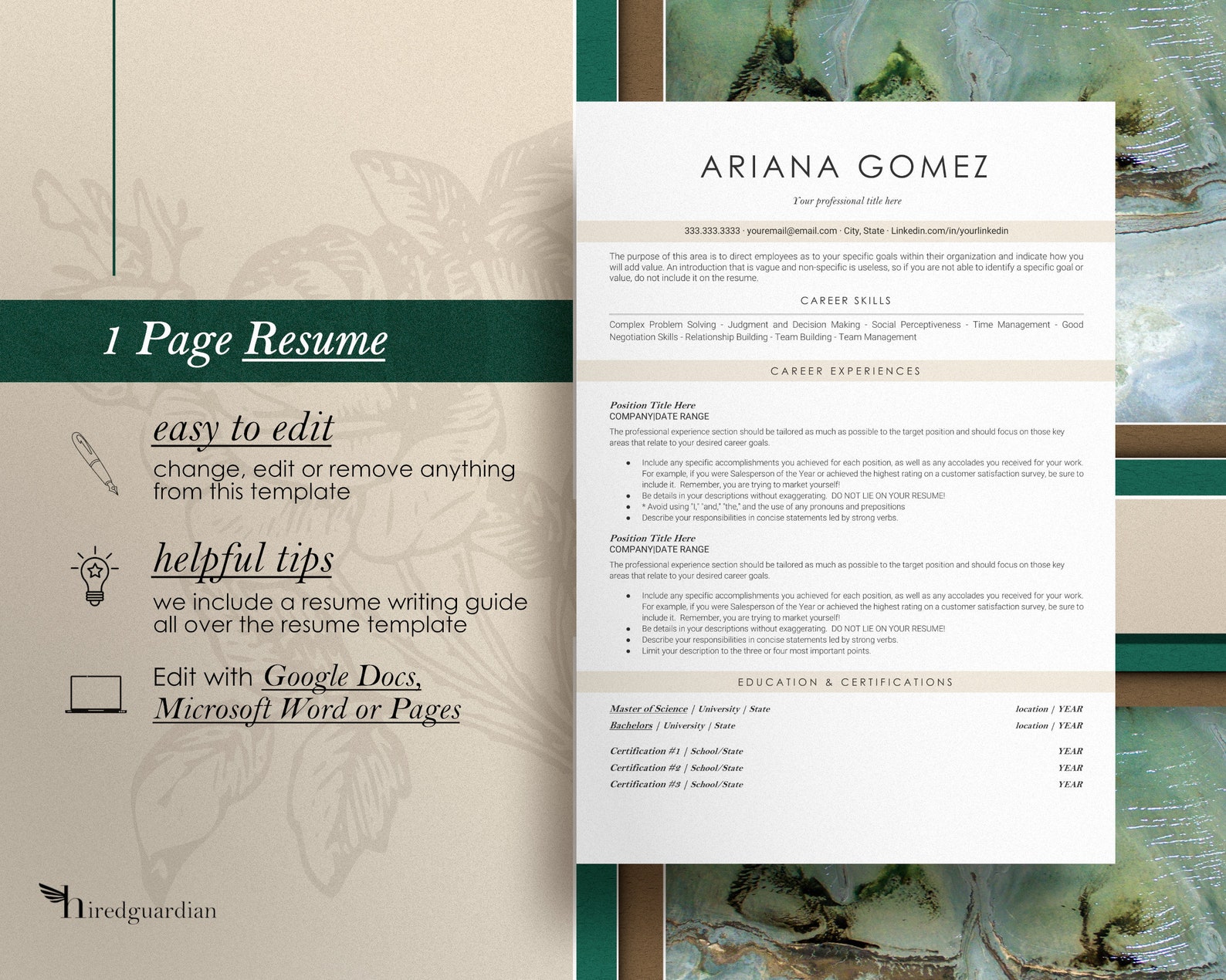 ATS Friendly Resume Template for Google Docs Resume Template - Etsy