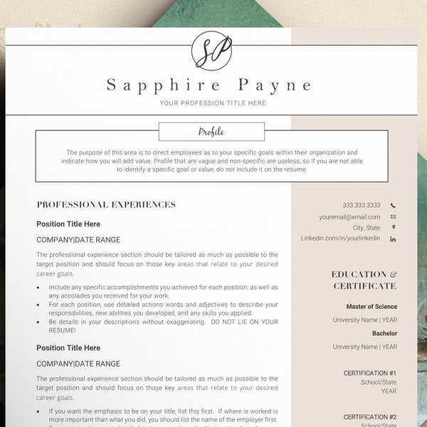 Creative Resume Template, Cv Template for word, Cv Resume Template, Professional Resume Template, Modern Resume Template Word, CV