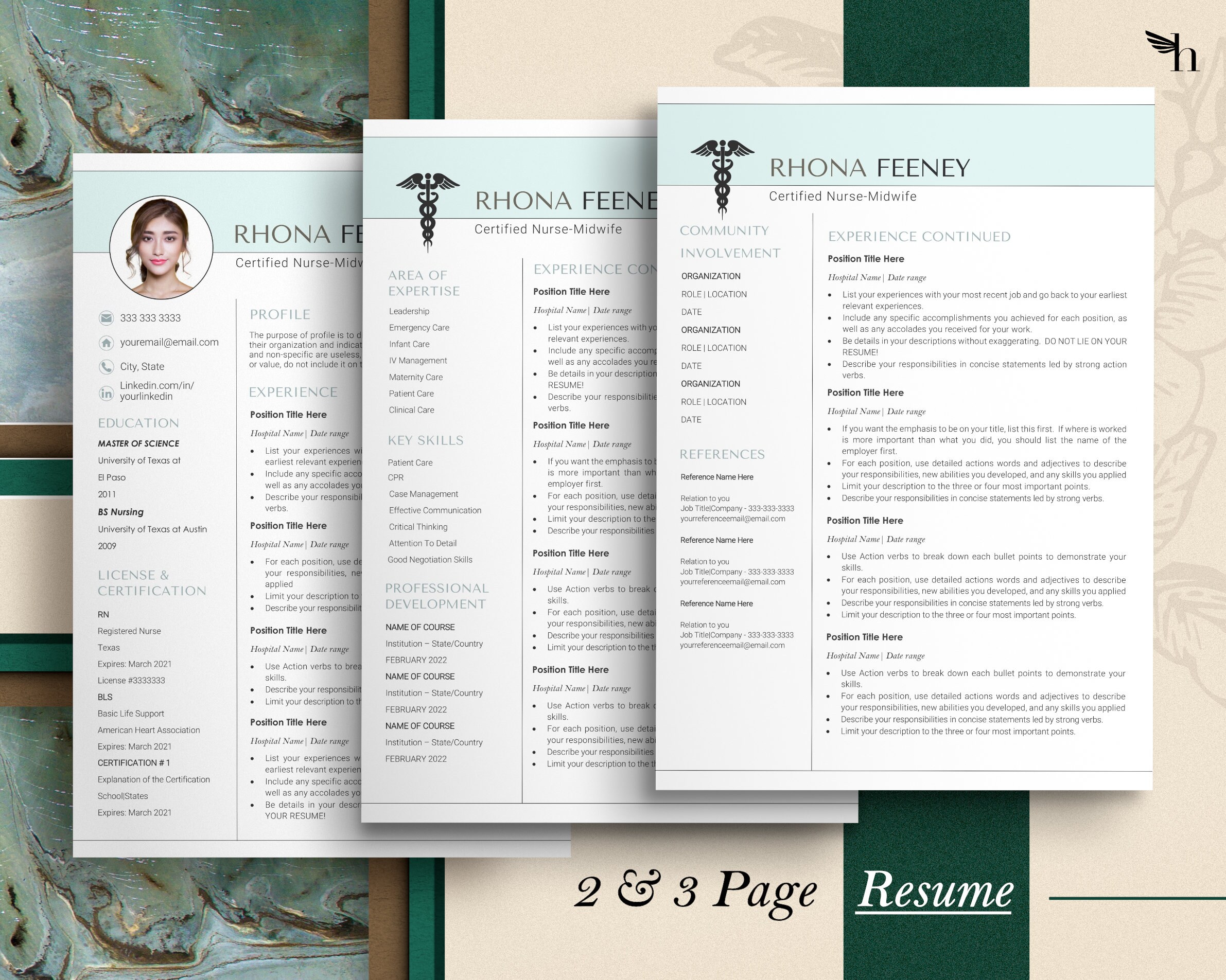 Registered Nurse Resume Template, Nurse CV Resume Template for Word ...