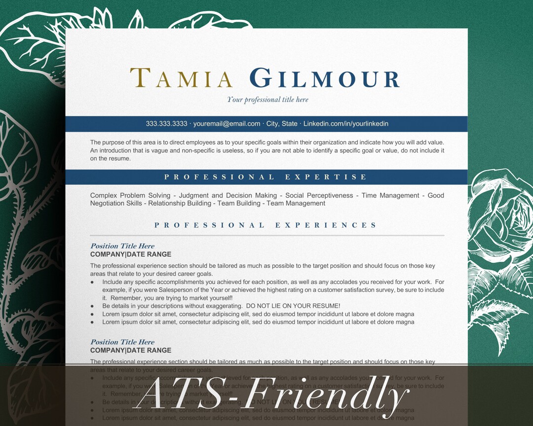 Ats Modren Cv Modern ATS Friendly Resume Template Google Docs, Cv Template for Word ...
