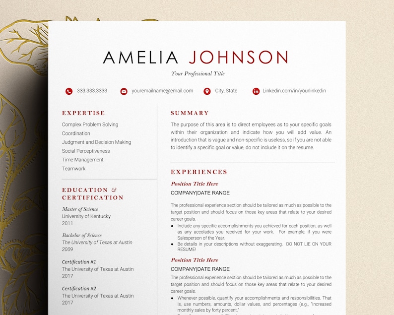 Modern Executive Resume Template 2026, CEO Resume Template for Word and ...