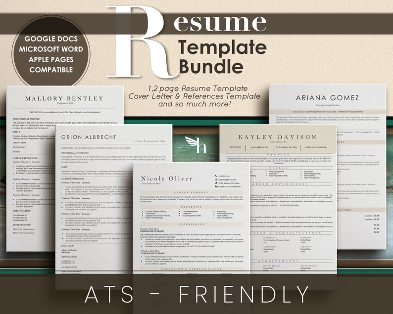 ATS Friendly Resume Template for Google Docs Resume Template Etsy