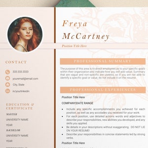 Resume template with Photo, CV Template with Photo, Resume CV Template for Word, Resume with Picture, Resume and Cover Letter Template