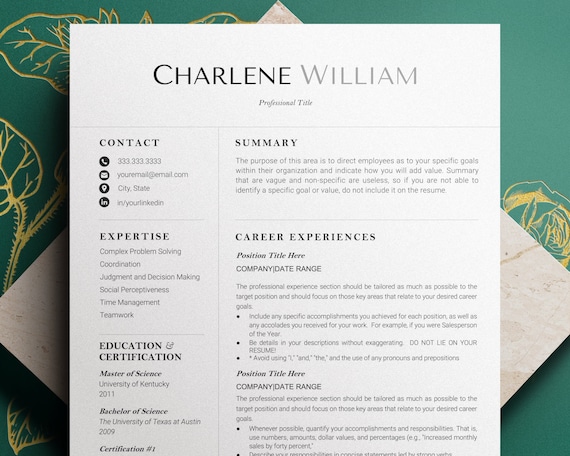 Resume Template, Cv Template for word, Cv Resume Template, Professional Resume Template, Modern Resume Template Word, Lebenslauf