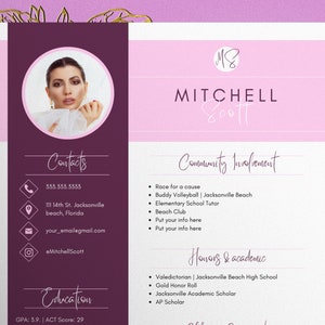Pink Sorority Resume Template, delta sigma theta sorority, Chic Sorority Resume in Canva, Sorority Resume Template With Photo, Pink, Chic
