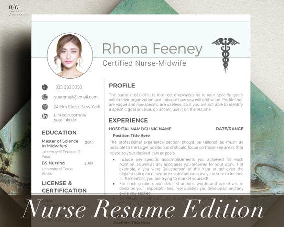 New Grad Nurse Resume Template Nurse CV Resume Template for Etsy