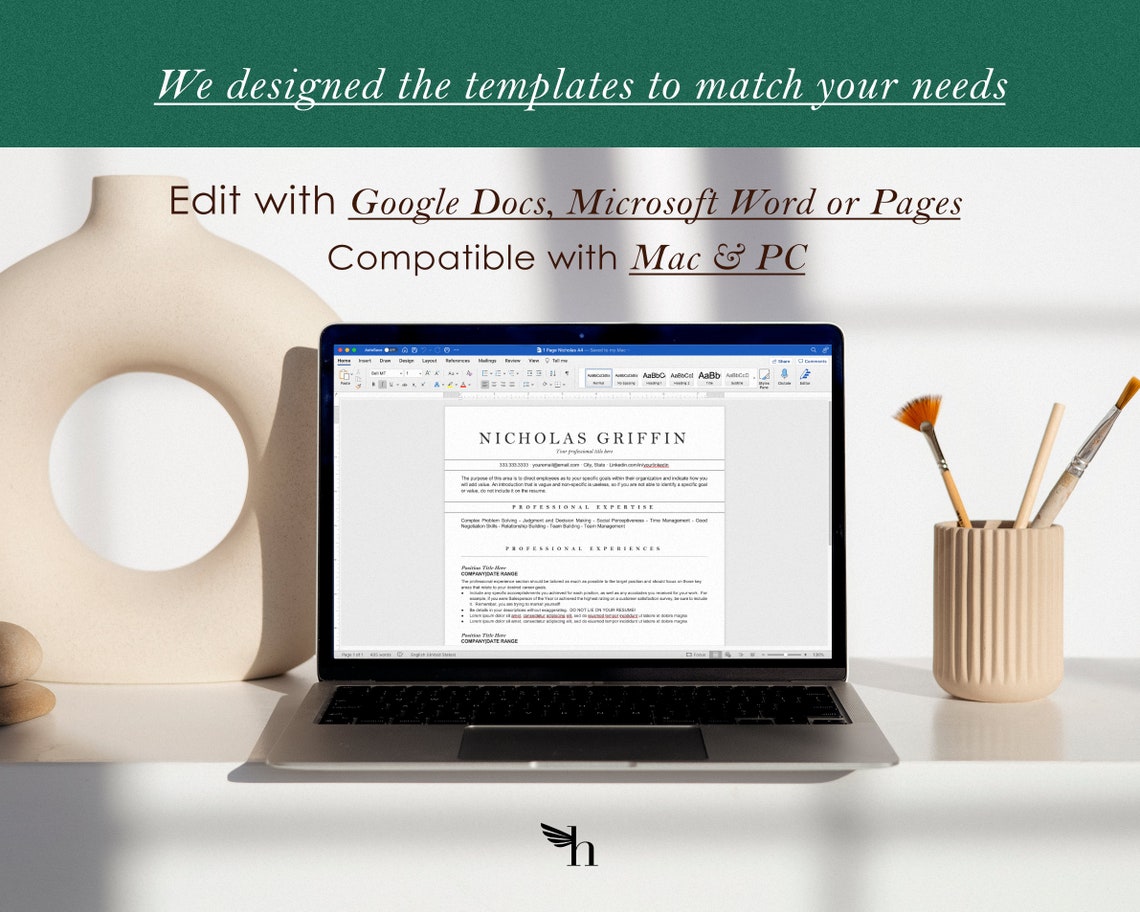 Minimalist Resume Template for Google Docs and Ms Word Resume Etsy