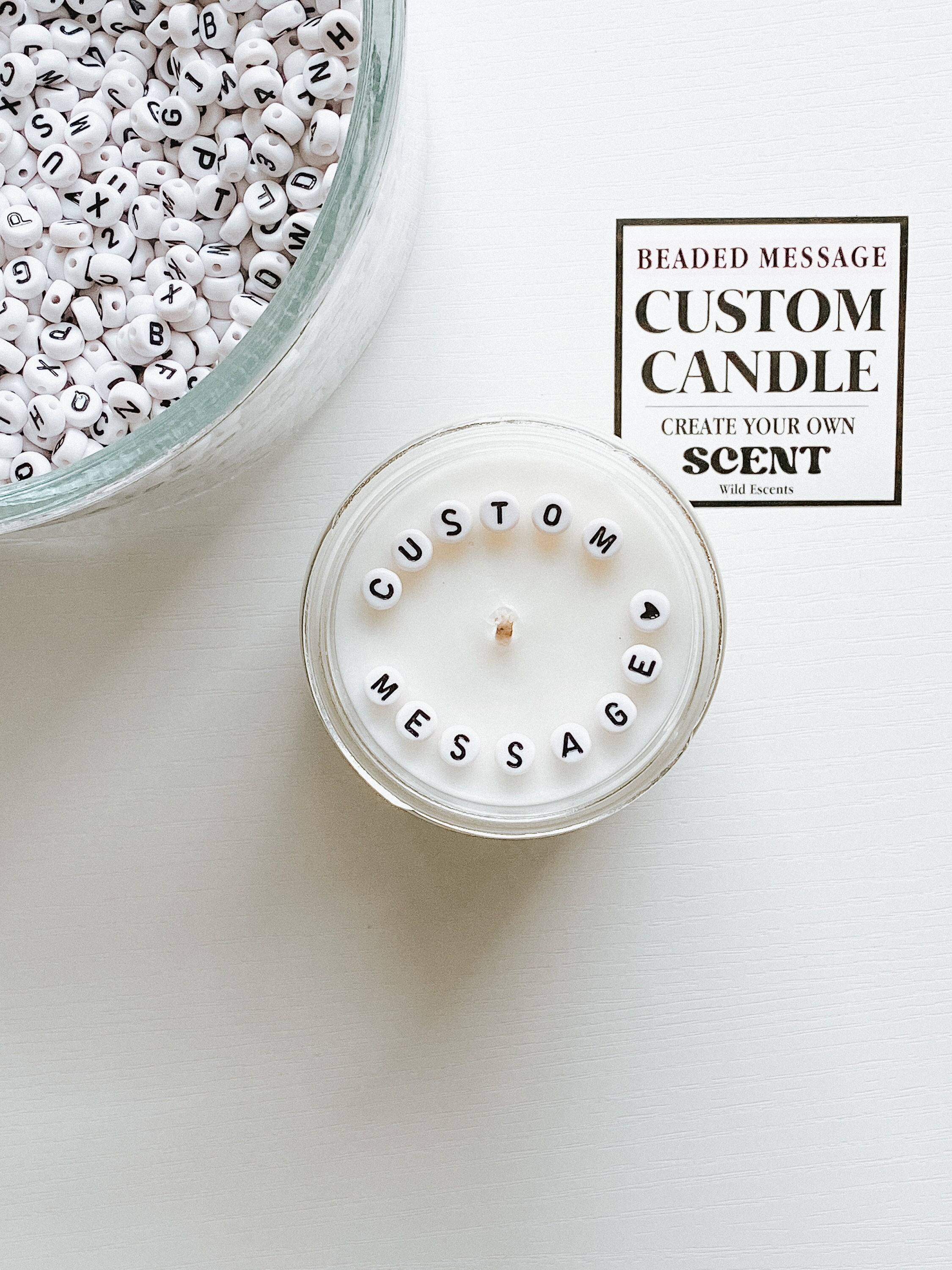 Beaded Message Candle Custom Candle Custom Scent Message Candle 