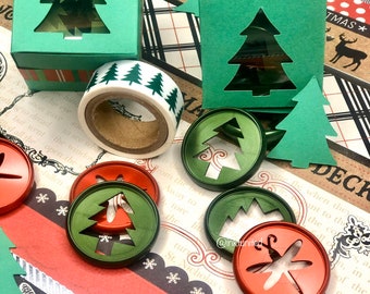 Forest Green Christmas Tree Metal Planner Disc *Limited Edition* (1.25”)