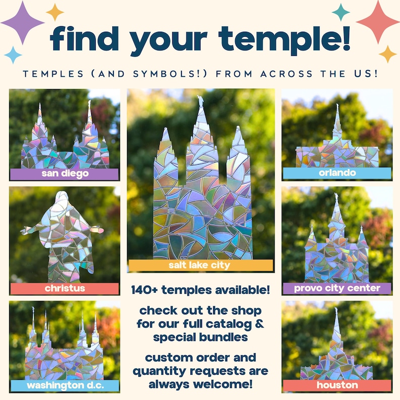 Loading Gift Window Coeur D'alene Idaho Temple Window Cling, Holographic Sun-catcher, LDS ...