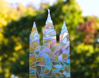 Décoration de fenêtre du temple de Salt Lake City, attrape-soleil holographique, cadeau pour les missionnaires, la Société de Secours, la Primaire et les Jeunes membres de l'Église de Jésus-Christ des Saints des Derniers Jours.
