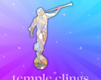 Angel Moroni Window Cling | Holographic suncatcher | Latter-Day Saint gift for missionaries, Relief Society, and youth!