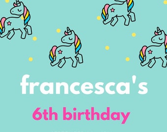 Invitation d'anniversaire de licorne