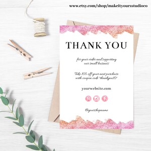 Editable Thank You Card, Printable Thank You Card, Thank You Note, Thank You Printable, Business Thank You Card, Instant Download